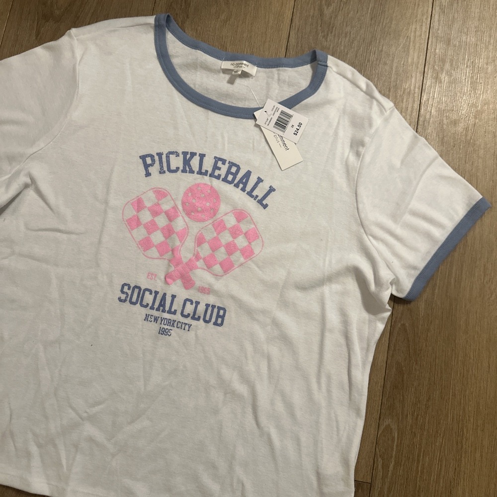 No Comment Pickleball Club Women's Plus 3X S/S Ring Neck Tee Outdoor NWT